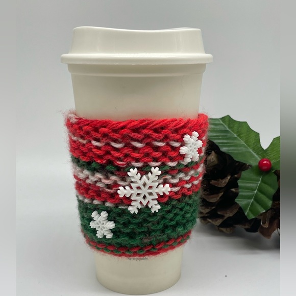 One Crochet Christmas Winter Inspired Cup Sleeve - Picture 2 of 2